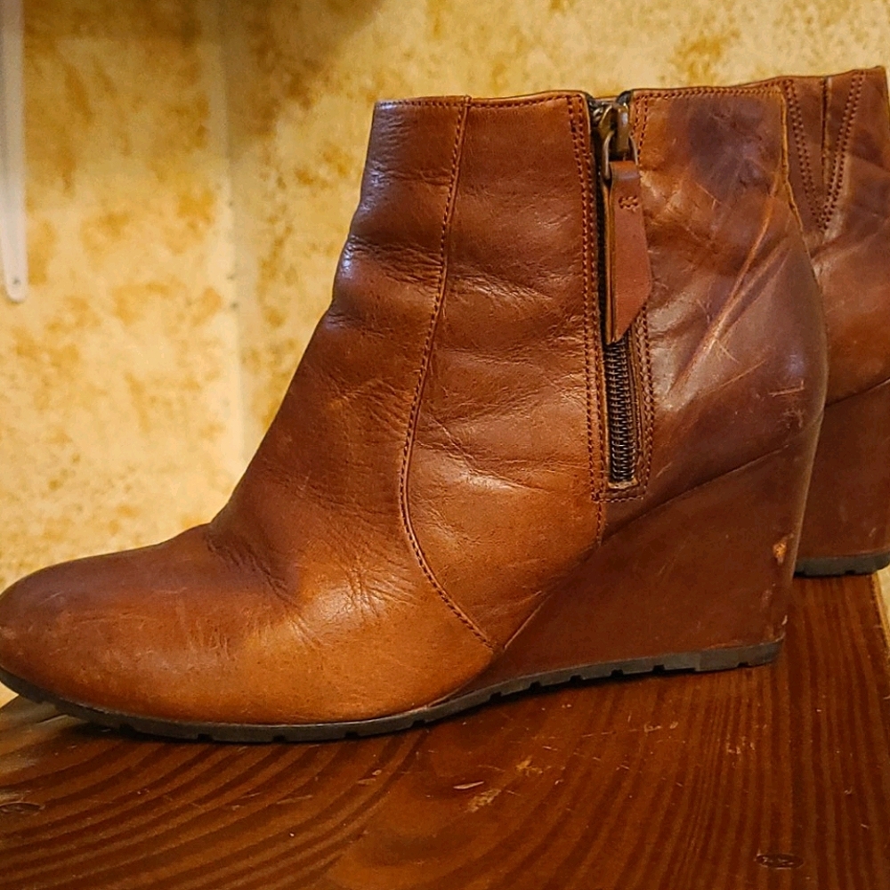 Clarks Leather Wedge Boots